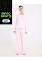 Pijama Manga Larga Con Botones  Para Mujer Rosado Ostu de Ostu