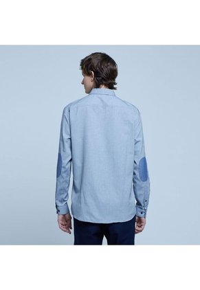 Camisa Para Hombre Manga Larga Con Bolsillo Color Azul  Marca Ostu #60010637