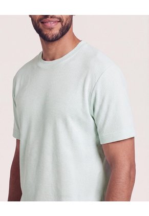 Camiseta Unicolor Texturizada Para Hombre Verde Ostu