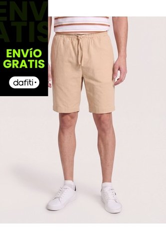 Bermuda Resort Con Cordón De Ajuste  Para Hombre Beige Ostu Ostu