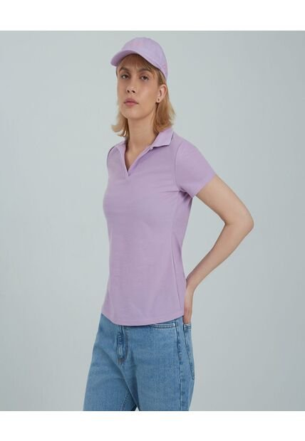 Polo Para Mujer Manga Corta Color Morado Marca Ostu #40110146