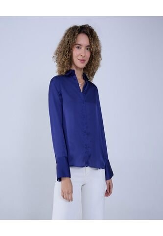 Camisa Para Mujer Manga Larga Color Azul Oscuro Marca Ostu #40010260 Ostu