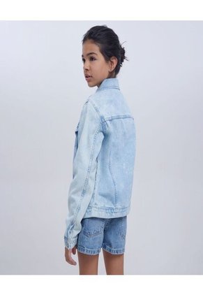 Chaqueta Para Niña Trucker Color Azul  Marca Ostu #90080036