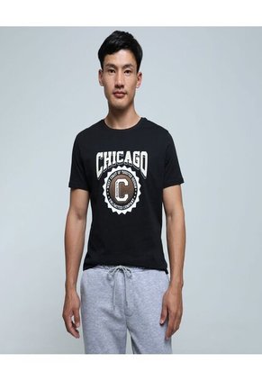 Camiseta Para Hombre Manga Corta Color Negro Marca Ostu #60091324