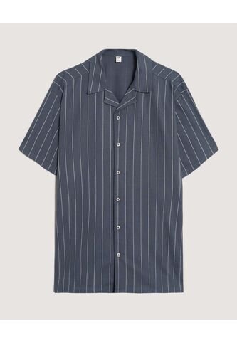 Camisa  Para Hombre Manga Corta Sin Bolsillo Cuello C Color Azul Marca Ostu #60010907 Ostu