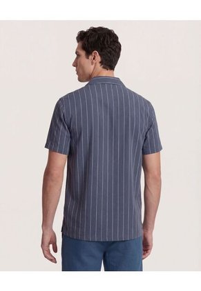 Camisa  Para Hombre Manga Corta Sin Bolsillo Cuello C Color Azul Marca Ostu #60010907
