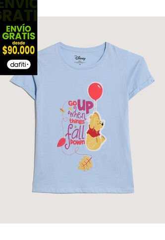 Camiseta  Infantil Niña Manga Corta Cuello Redondo Color Celeste Marca Ostu #90090355 Ostu