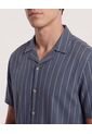 Camisa  Para Hombre Manga Corta Sin Bolsillo Cuello C Color Azul Marca Ostu #60010907 de Ostu