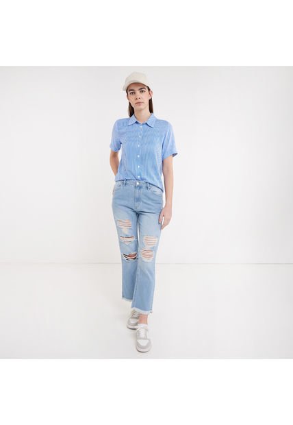 Jean Para Mujer Straight Color Azul  Marca Ostu #40160285