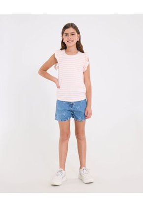 Camiseta Infantil Niña Manga Sisa Cuello Redondo Color Rosado Marca Ostu #90090301