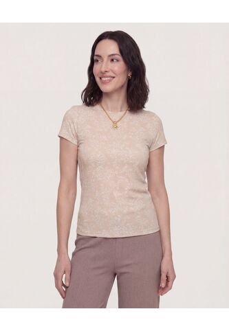 Camiseta Estampada Manga Corta  Para Mujer Beige Ostu Ostu