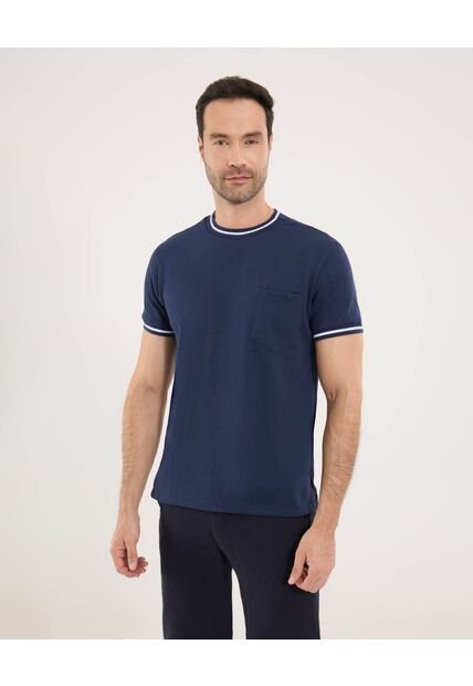 Camiseta Para Hombre Manga Corta Color Azul Marca Ostu #60090902