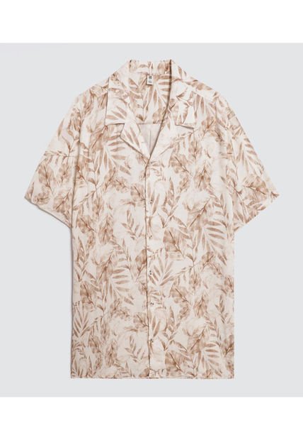 Camisa Para Hombre Manga Corta Sin Bolsillo Color Marfil Marca Ostu #60010759