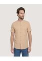 Camisa Manga Larga Con Bolsillo  Para Hombre Beige Ostu de Ostu