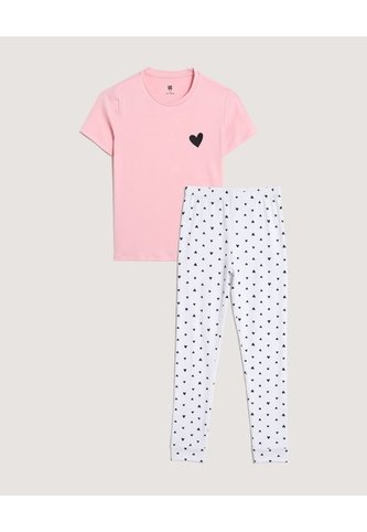 Pijama Corazones Con Screen  Infantil Niña Blanco Ostu Ostu