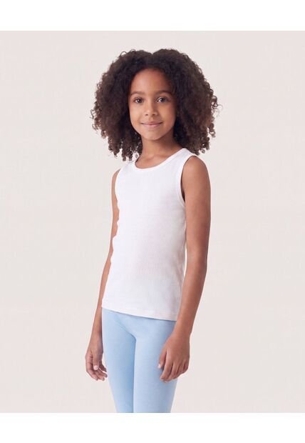 Camiseta Tank Básica Acanalada  Infantil Niña Crema Ostu