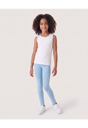 Camiseta Tank Básica Acanalada Infantil Niña Crema Ostu