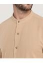 Camisa Manga Larga Con Bolsillo  Para Hombre Beige Ostu de Ostu