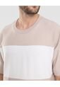 Camiseta Rayas Regular  Para Hombre Beige Ostu de Ostu