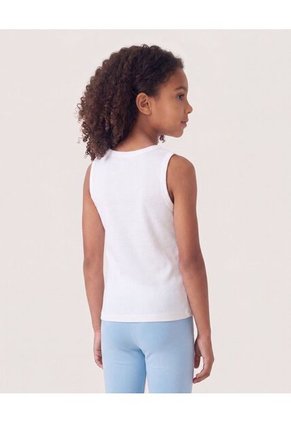 Camiseta Tank Básica Acanalada Infantil Niña Crema Ostu