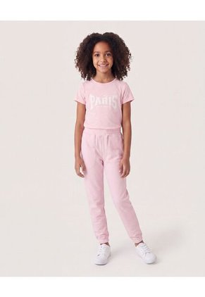 Pantalón Jogger Básico Para Niña Infantil Niña Rosa Ostu