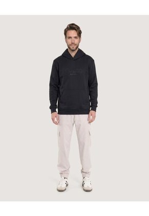 Hoodie Con Estampado Para Hombre Negro Ostu