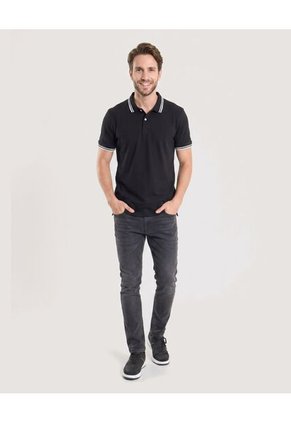 Polo Jersey Lycrada Para Hombre Negro Ostu