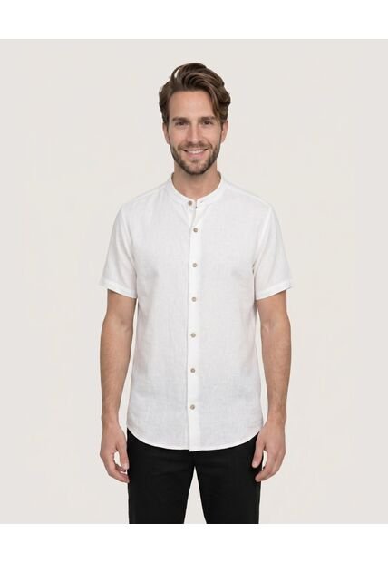 Camisa Manga Larga Con Bolsillo  Para Hombre Crema Ostu