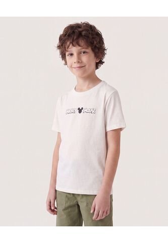 Camiseta Mickey Mouse Signature Para Niño  Infantil Niño Crema Ostu Ostu
