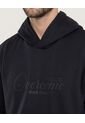 Hoodie Con Estampado  Para Hombre Negro Ostu de Ostu