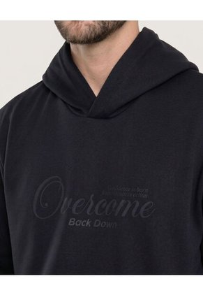 Hoodie Con Estampado Para Hombre Negro Ostu