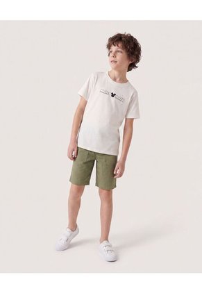 Camiseta Mickey Mouse Signature Para Niño Infantil Niño Crema Ostu