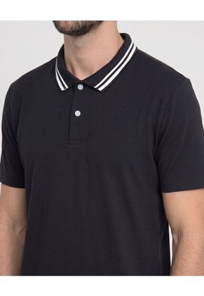 Polo Jersey Lycrada Para Hombre Negro Ostu