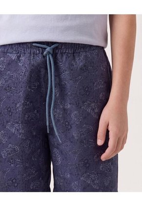 Bermuda Bañadora Estampado Tropical Para Niño Infantil Niño Azul Ostu