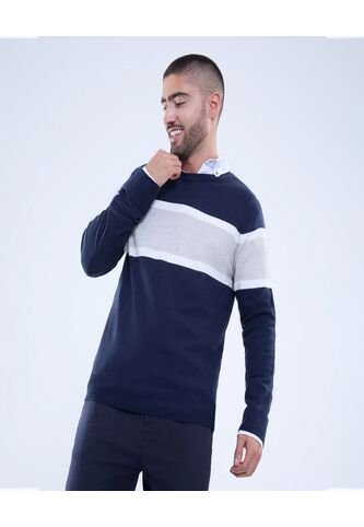 Saco Para Hombre Cuello Redondo Color Azul  Marca Ostu #60330042 Ostu