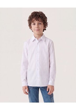Camisa Clásica De Manga Larga Para Niño Infantil Niño Blanco Ostu