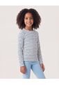 Camiseta Rayas Manga Larga  Infantil Niña Azul Ostu de Ostu