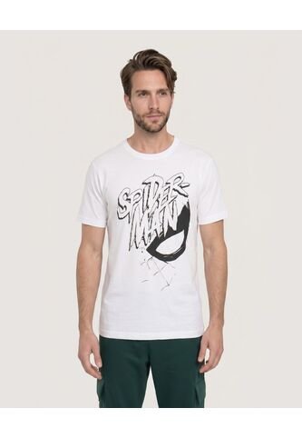 Camiseta Spider-Man Manga Corta  Para Hombre Crema Ostu Ostu