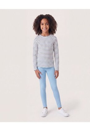 Camiseta Rayas Manga Larga Infantil Niña Azul Ostu