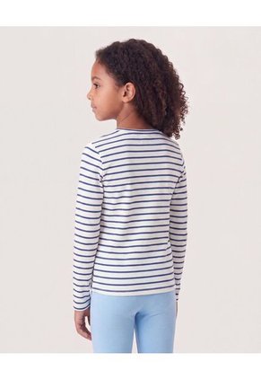 Camiseta Rayas Manga Larga Infantil Niña Azul Ostu