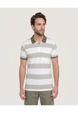 Polo Cuello Tejido A Rayas  Para Hombre Verde Ostu Ostu