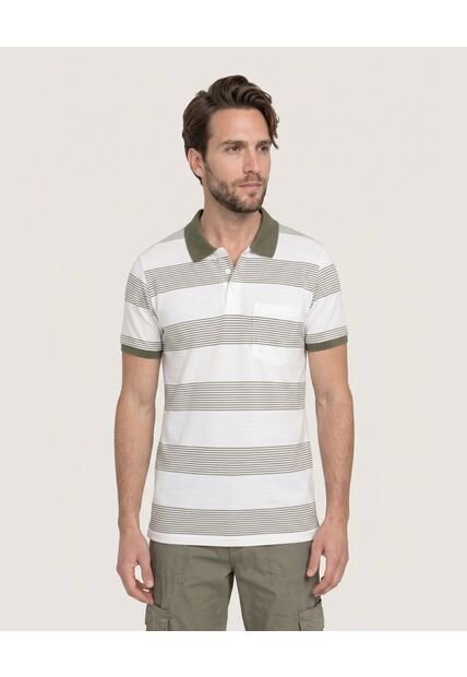 Polo Cuello Tejido A Rayas  Para Hombre Verde Ostu