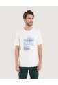Camiseta Regular Con Estampado De Montañas  Para Hombre Crema Ostu de Ostu