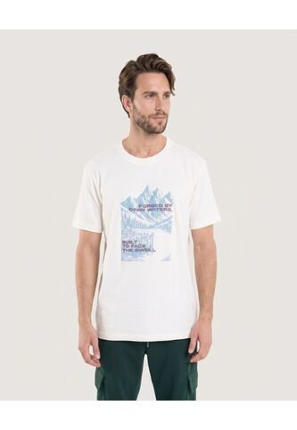 Camiseta Regular Con Estampado De Montañas  Para Hombre Crema Ostu Ostu