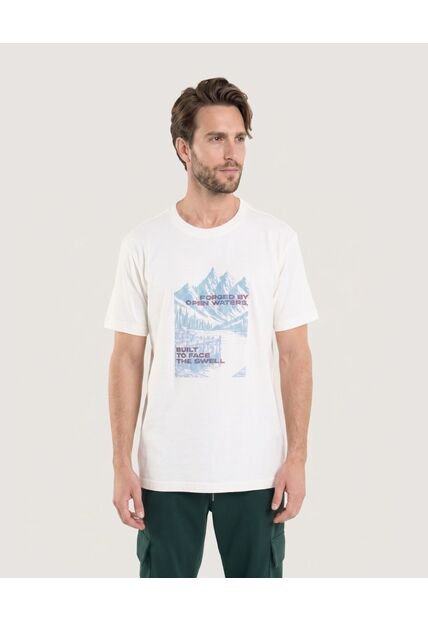 Camiseta Regular Con Estampado De Montañas  Para Hombre Crema Ostu
