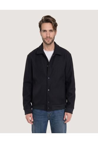 Chaqueta Bomber De Botones  Para Hombre Negro Ostu Ostu