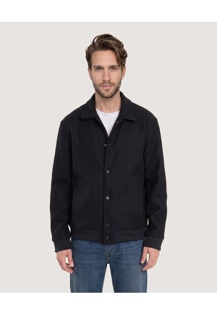 Chaqueta Bomber De Botones  Para Hombre Negro Ostu