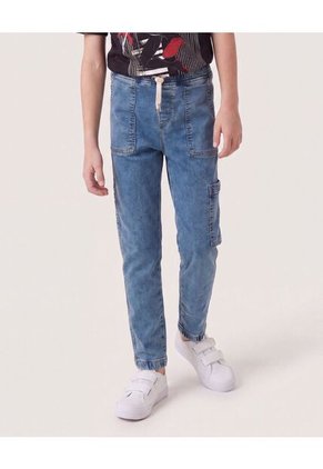 Jean Cargo Jogger Utility Para Niño Infantil Niño Azul Ostu