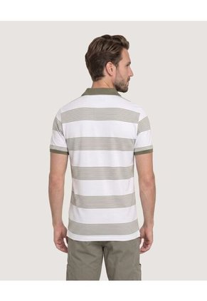 Polo Cuello Tejido A Rayas Para Hombre Verde Ostu