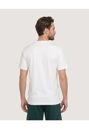 Camiseta Regular Con Estampado De Montañas Para Hombre Crema Ostu